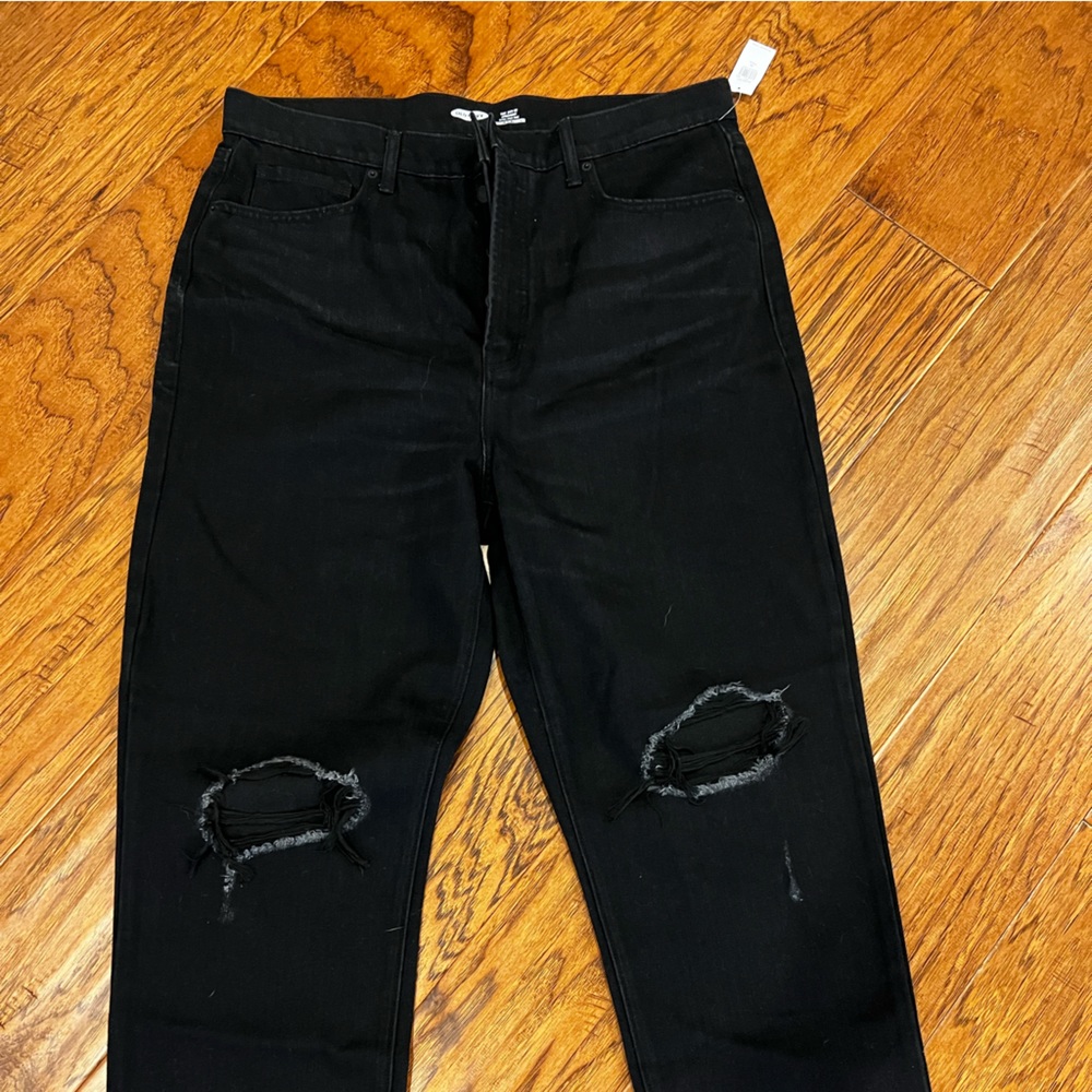 NWT old navy black distressed sky-hi straight 16 tall